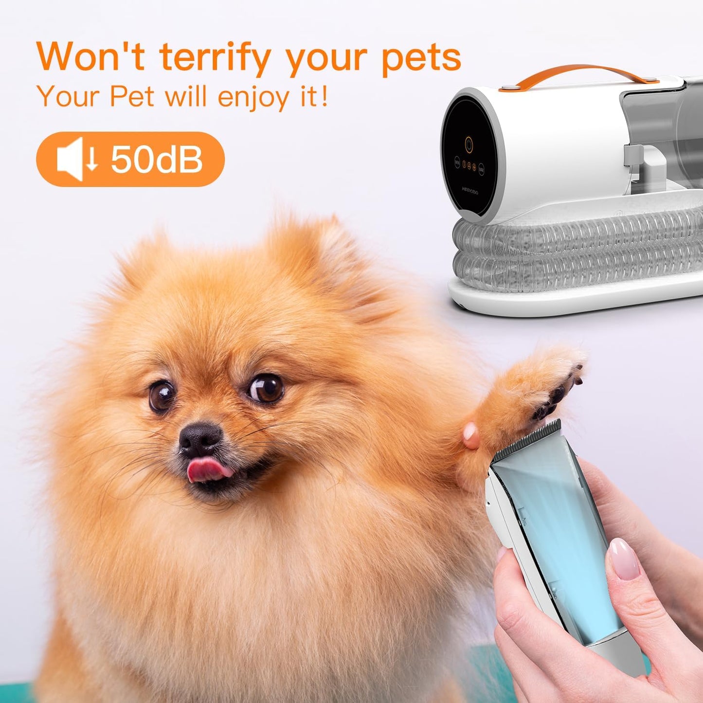 AIRROBO Dog Grooming Vacuum Kit – 12000Pa Suction, 2L, Quiet PG100