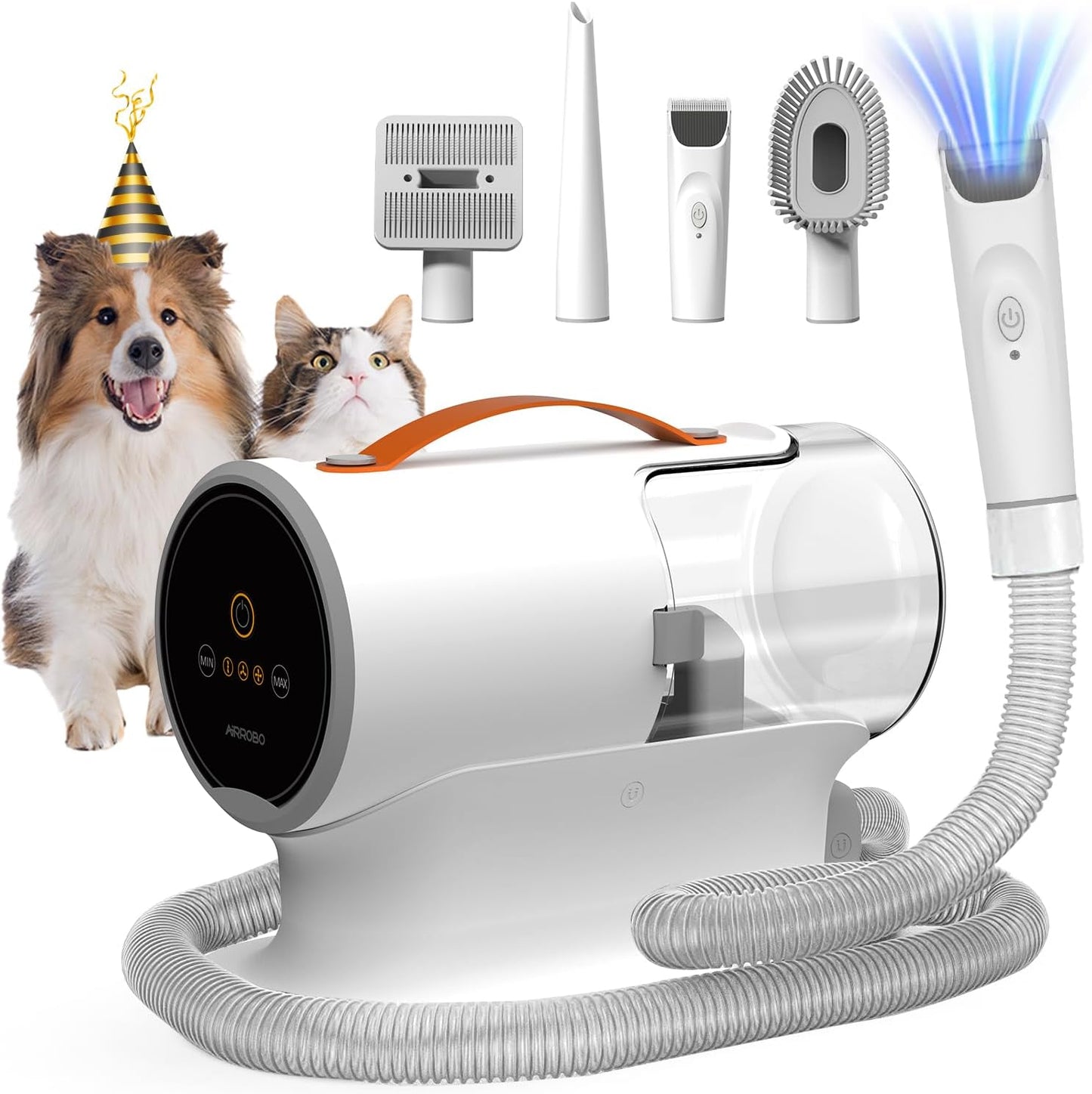 AIRROBO Dog Grooming Vacuum Kit – 12000Pa Suction, 2L, Quiet PG100