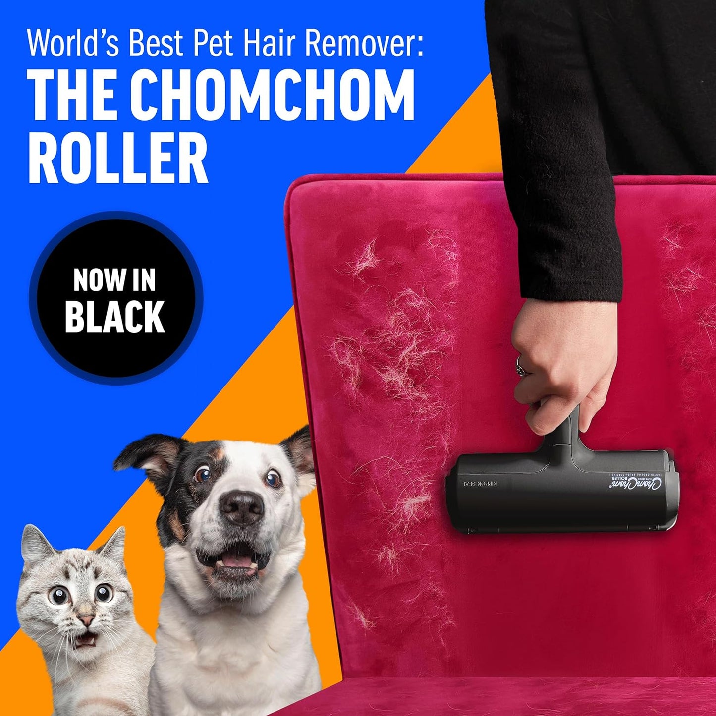 ChomChom Roller – Reusable Pet Hair Remover for Furniture & Clothing (Black)