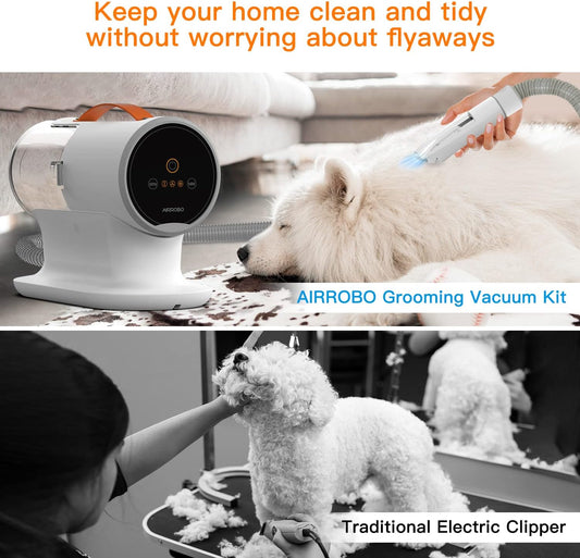 AIRROBO Dog Grooming Vacuum Kit – 12000Pa Suction, 2L, Quiet PG100